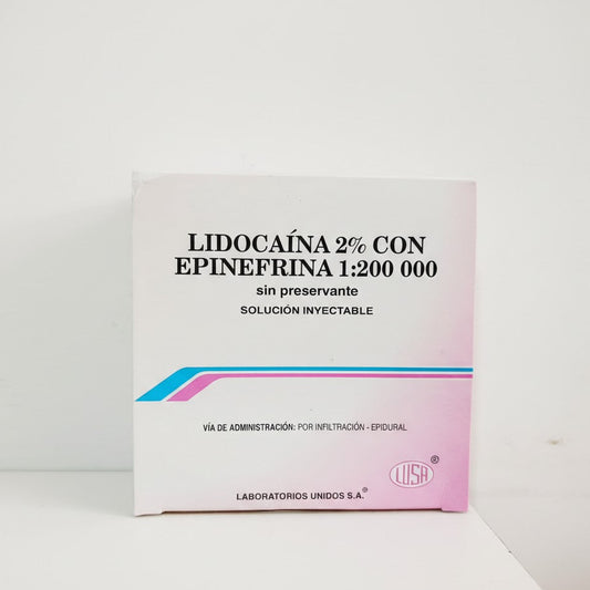 Lidocaína 2% Con Epinefrina 1:200 000 Sin Preservante Solución Inyectable