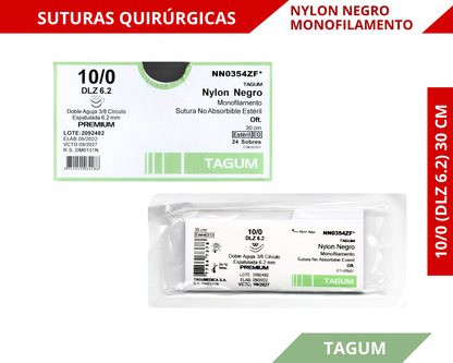 Nylon Negro Monofilamento 10/0 (DLZ 6,2) 30 CM - TAGUM