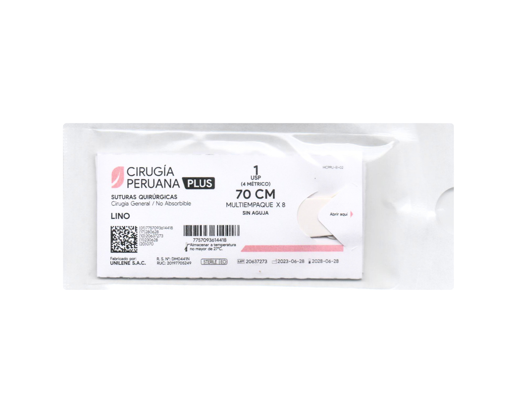 Suturas Quirúrgicas Lino 1 USP (4 Métrico) 70 CM - CIRUGÍA PERUANA PLUS - (UNIDAD)