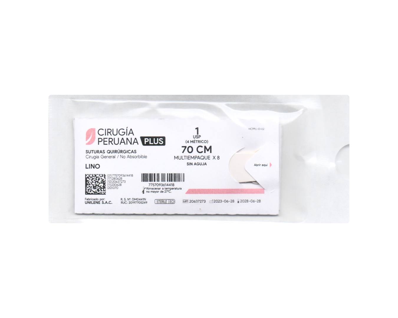 Suturas Quirúrgicas Lino 1 USP (4 Métrico) 70 CM - CIRUGÍA PERUANA PLUS - (UNIDAD)