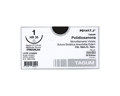 Polidioxanona Monofilamento Violeta 1 (HR 35) 70 CM - TAGUM