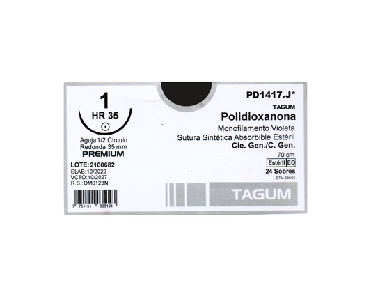 Polidioxanona Monofilamento Violeta 1 (HR 35) 70 CM - TAGUM