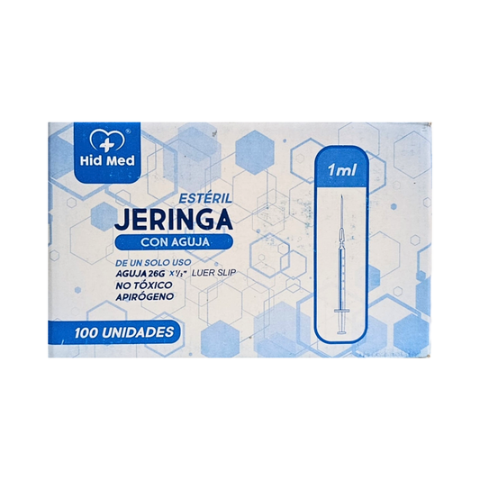 Jeringa Estéril con Aguja de un solo uso 1 mL Aguja 26G x 1/2"