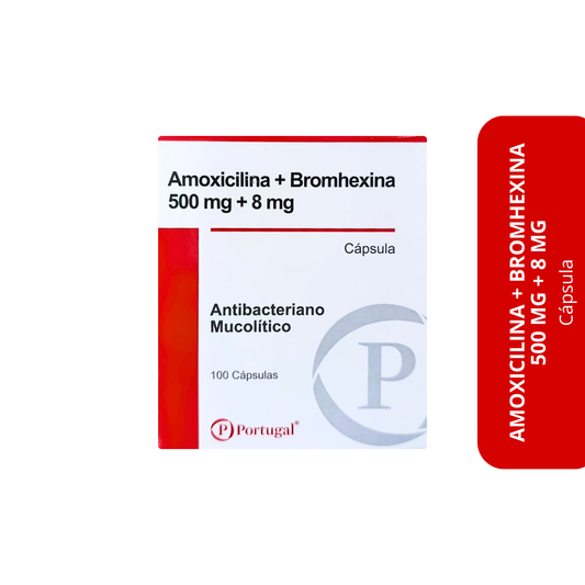 Amoxicilina + Bromhexina 500 mg + 8 mg (Cápsula)