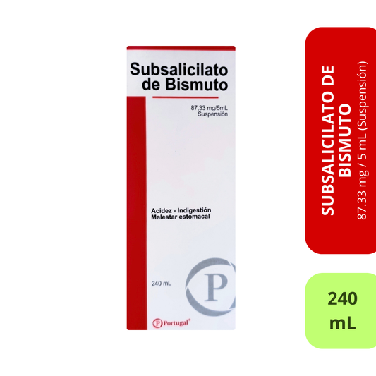 Subsalicilato de Bismuto 87.33 mg / 5 mL (Suspensión) - 240mL