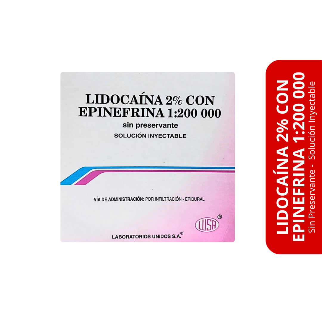 Lidocaína 2% Con Epinefrina 1:200 000 Sin Preservante Solución Inyectable