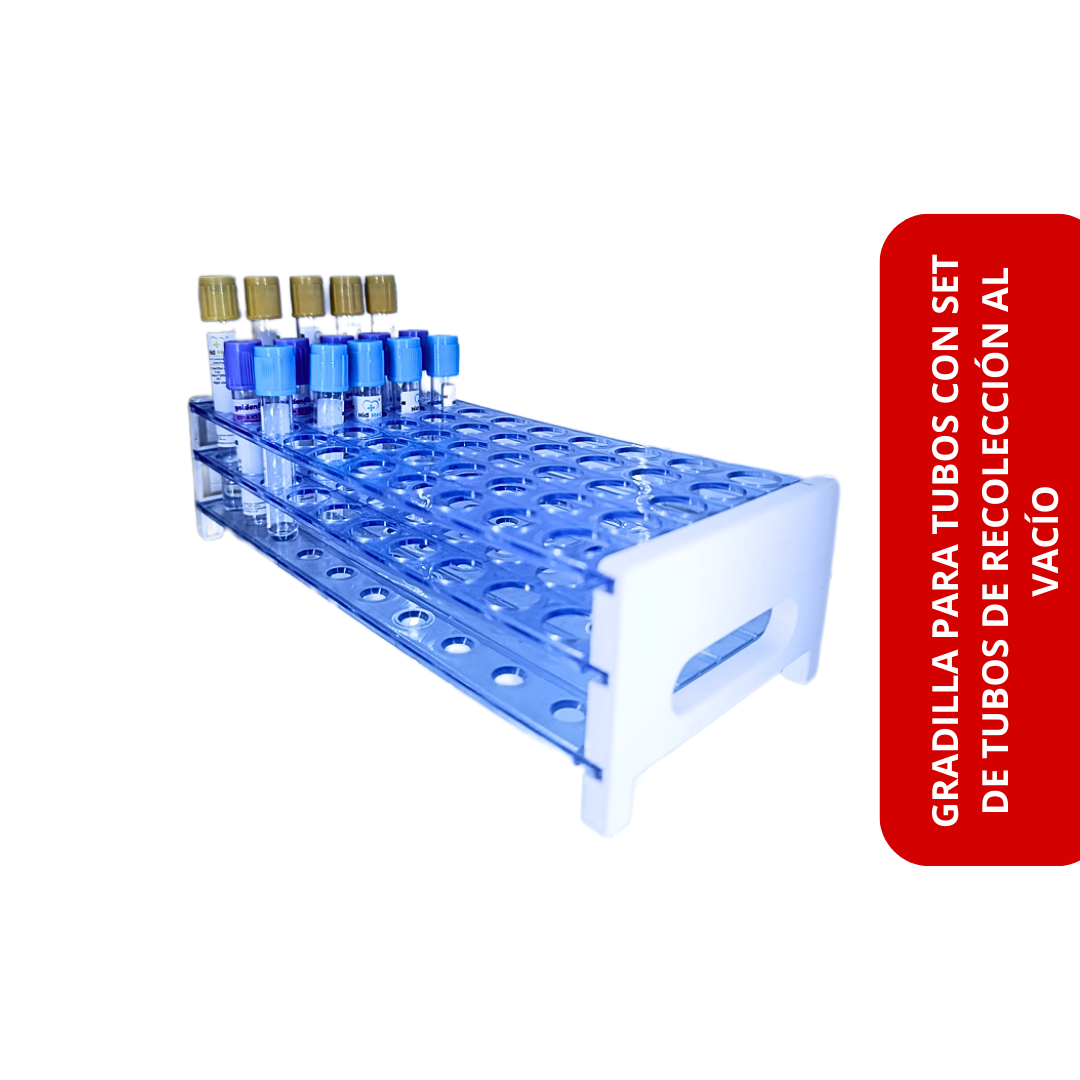 Gradilla para tubos con set de tubos de recolección al vacío