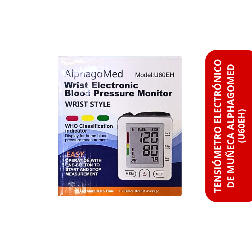 Tensiómetro electrónico de muñeca AlphagoMed (U60EH)
