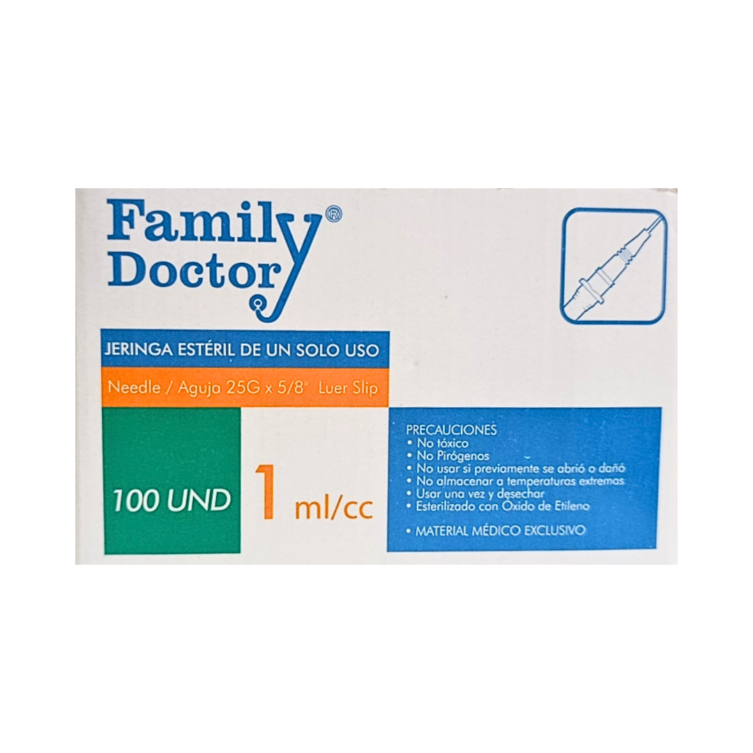 Jeringa Estéril de un solo Uso 1 mL Aguja 25G x 5/8"