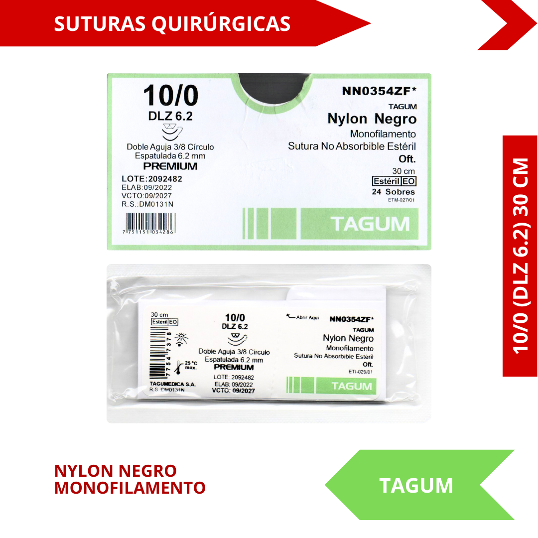Nylon Negro Monofilamento 10/0 (DLZ 6,2) 30 CM - TAGUM - (UNIDAD)